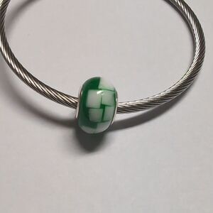 Green and White Charm for Pandora Style Bracelet‎